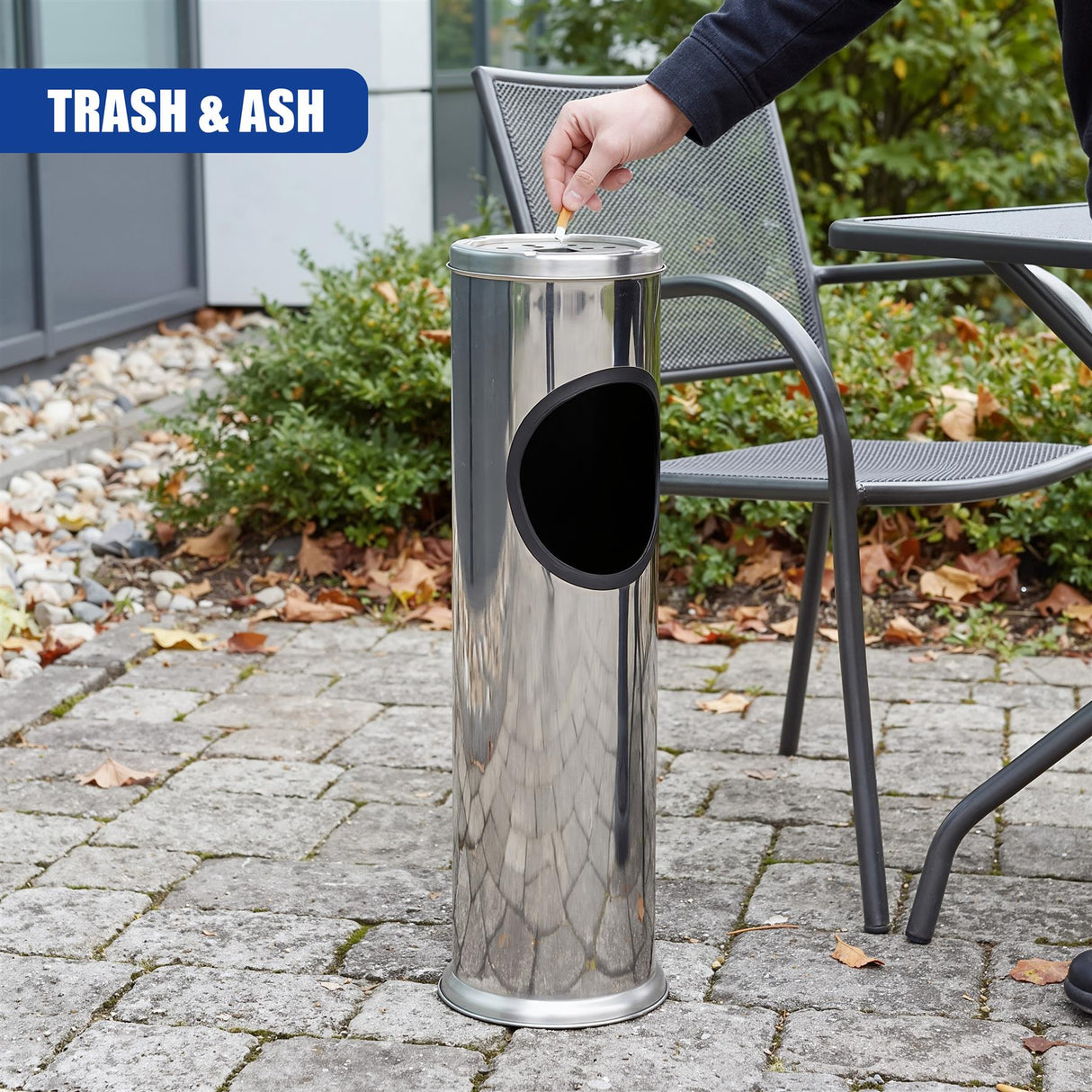 Free Standing Stainless Steel Outdoor Ashtray with Bin