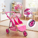 3 Wheeler Twin Doll's Pushchair, Pink
