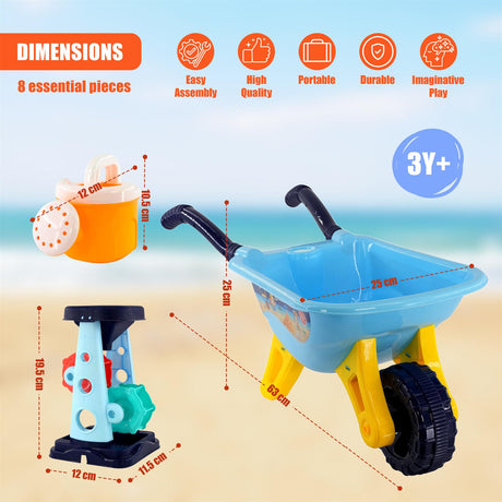Children Sand and Water Beach Toys Mill, Wheelbarrow Accessories Playset by The Magic Toy Shop - UKBuyZone