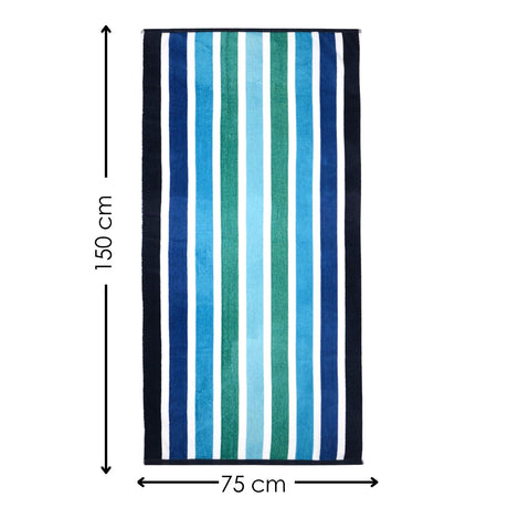 Large Velour Striped Beach Towel (Midnight Oasis) by Geezy - UKBuyZone