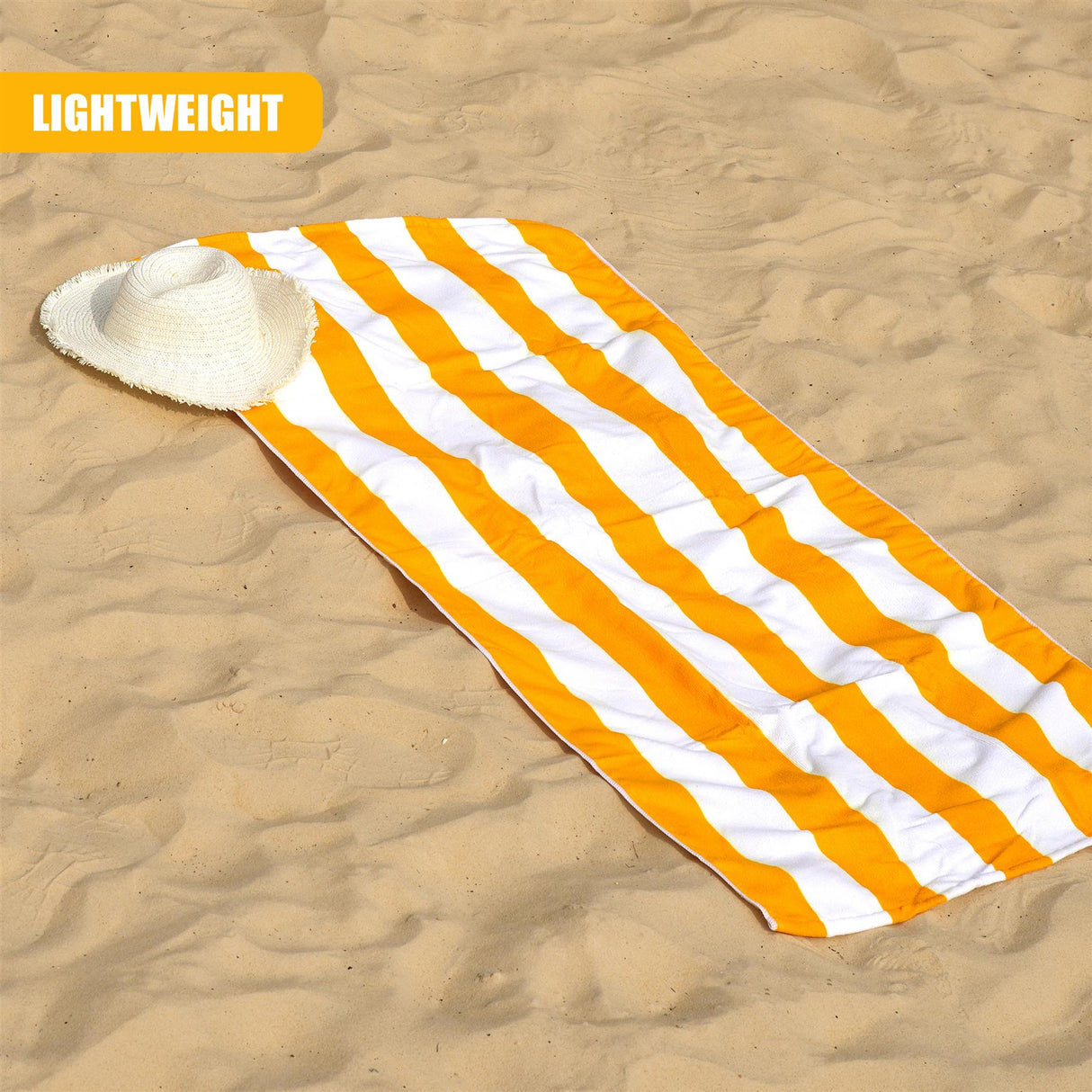 Beach Bath Towel Large Microfibre Orange Striped by GEEZY - UKBuyZone