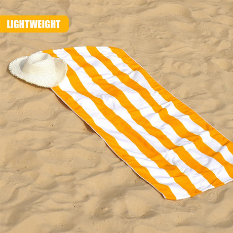 Beach Bath Towel Large Microfibre Orange Striped by GEEZY - UKBuyZone