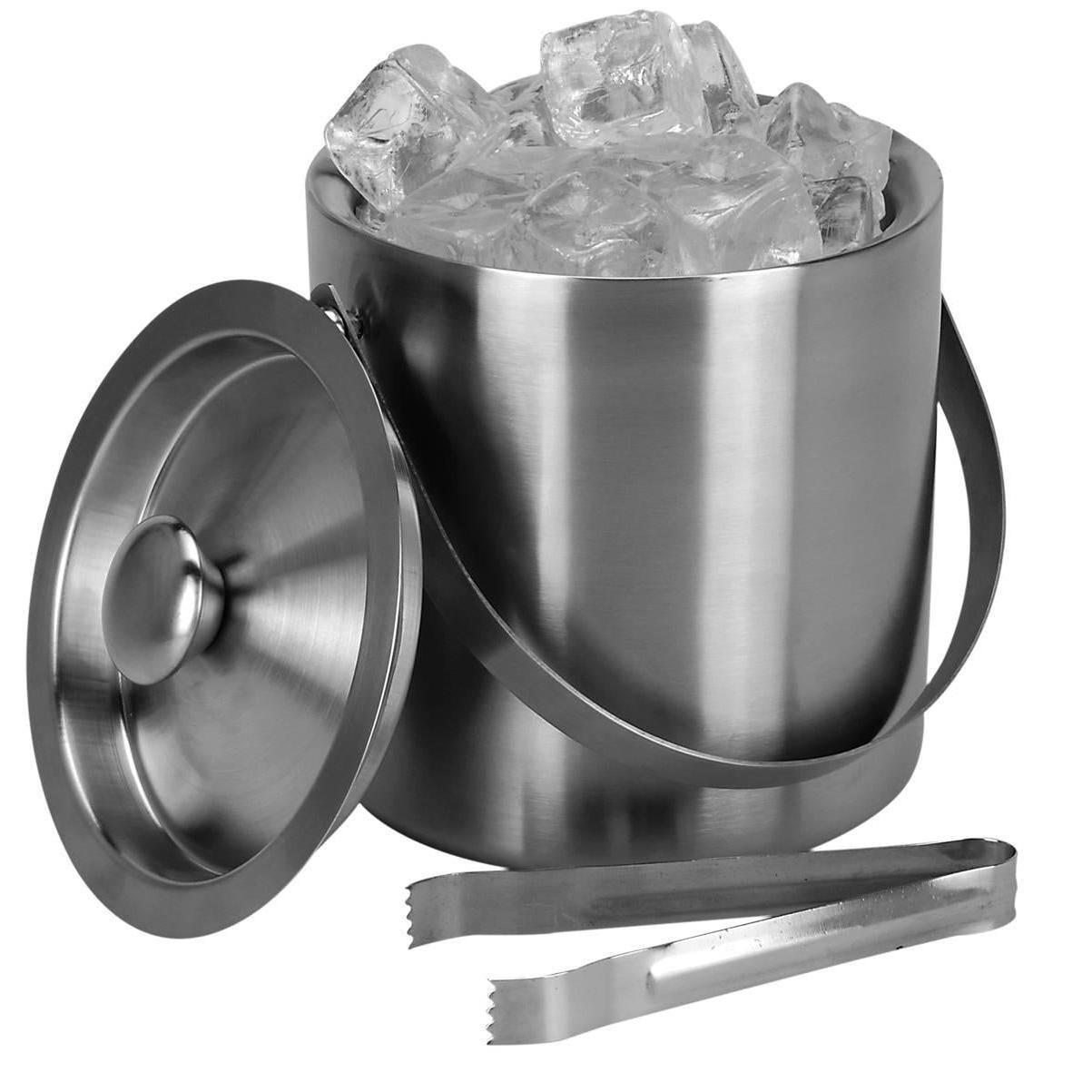 Geezy Stainless Steel Ice Bucket With Lid And Ice Tongs