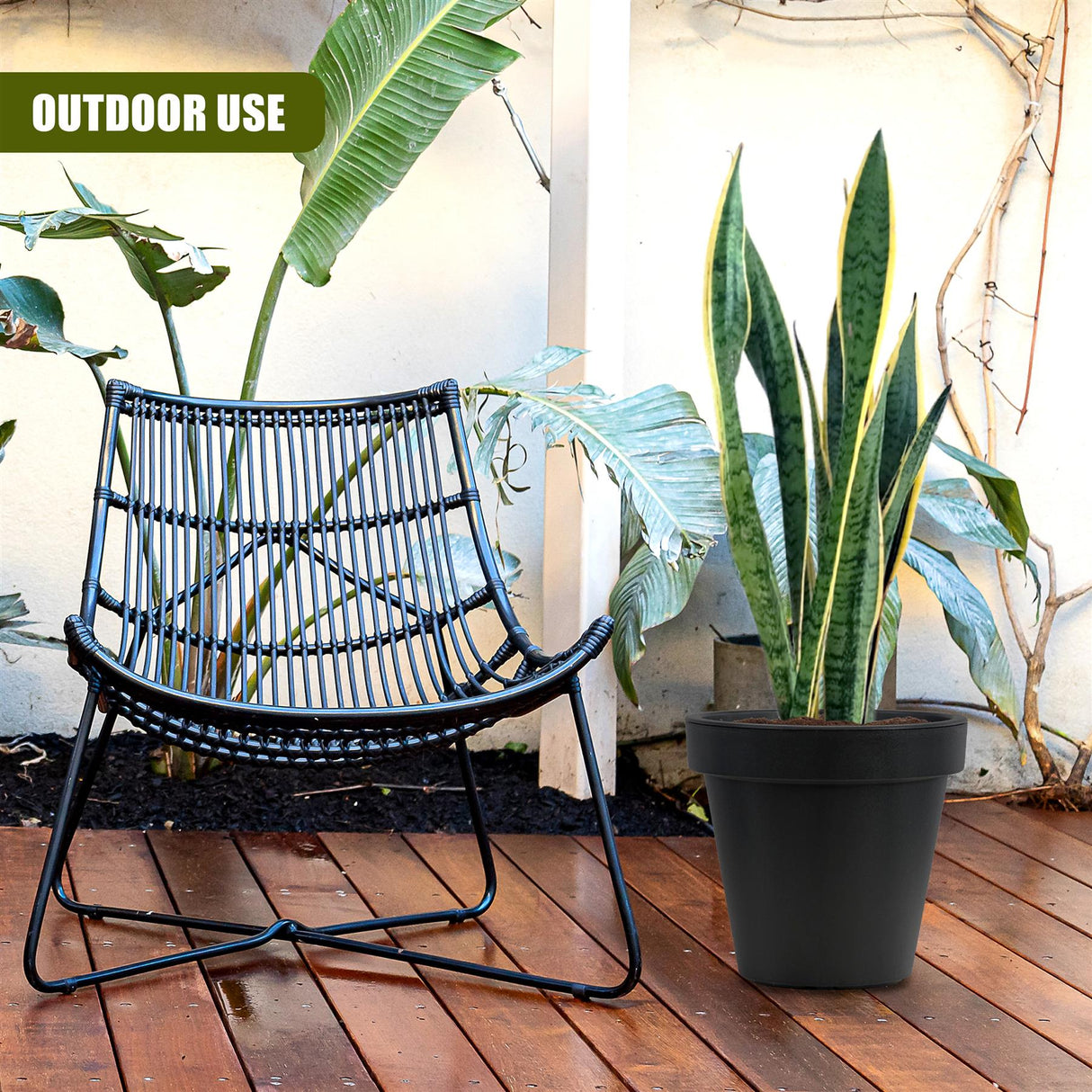 Anthracite Large Flower Pot Planter 35 x 31 cm by GEEZY - UKBuyZone