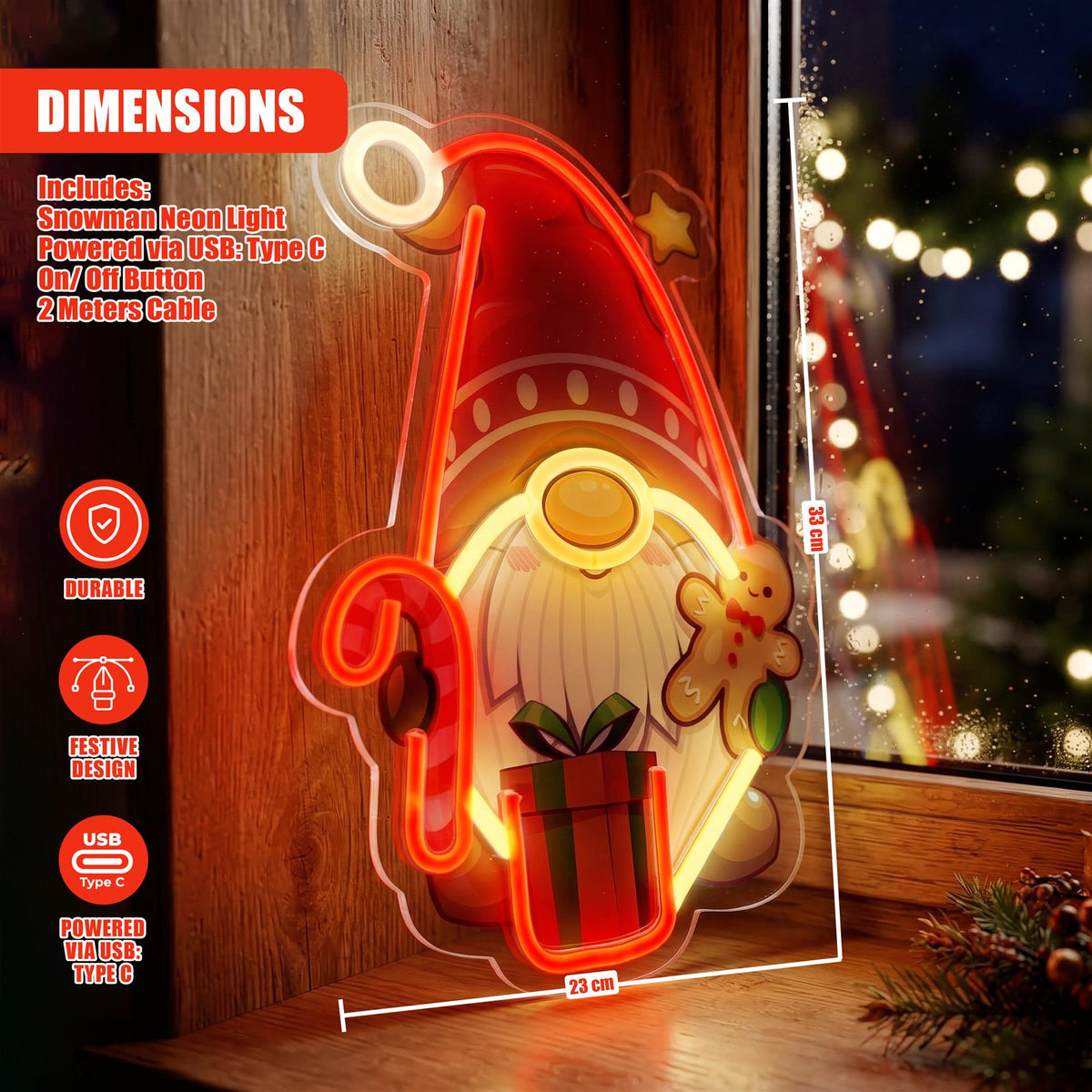 Santa Gnome Neon Sign