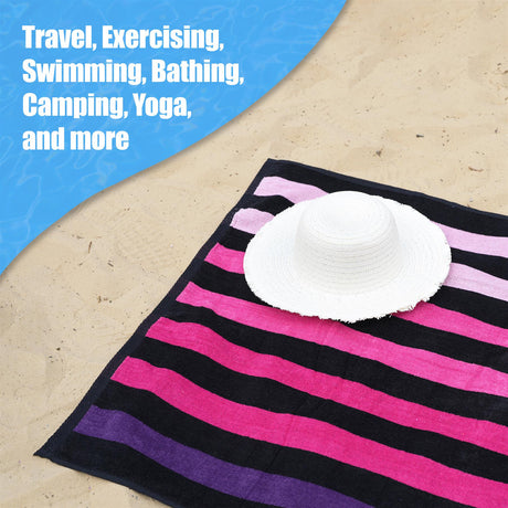 Velour Striped Beach Towel Sunset by GEEZY - UKBuyZone