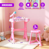 Pink Piano Toy with Microphone and Stool