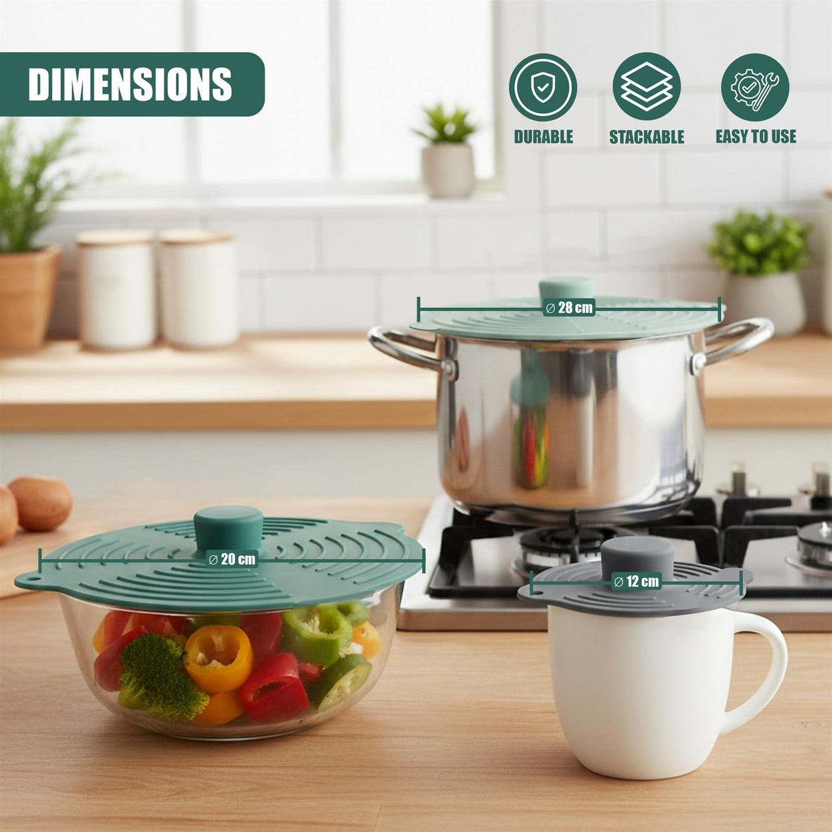 Set of 3 Silicone Food Covers