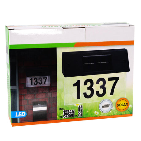 Solar LED House Number Plate Door Sign by Geezy - UKBuyZone