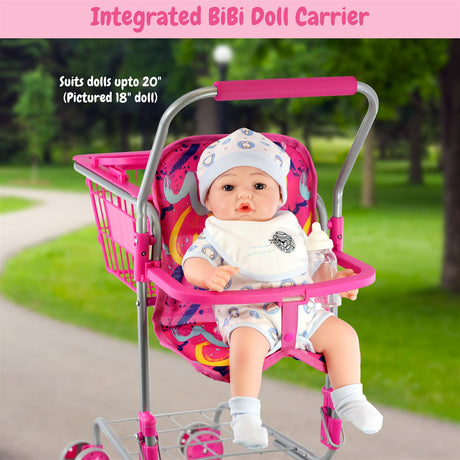 Kids Shopping Trolley with Removable Basket & Doll Seat by BiBi Doll - UKBuyZone
