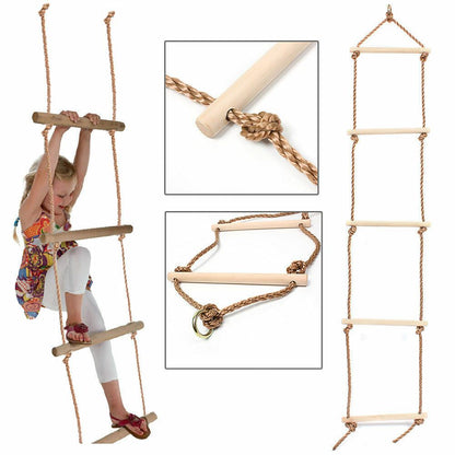 Wooden Trapeze Swing, Rope Ladder & Red Plate Seat by The Magic Toy Shop - UKBuyZone