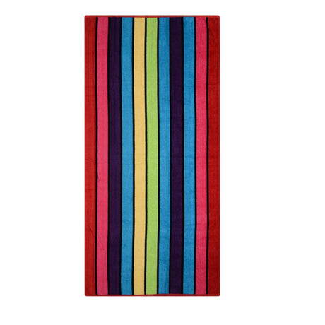 Large Velour Striped Beach Towel (Crimson Skyline) by Geezy - UKBuyZone