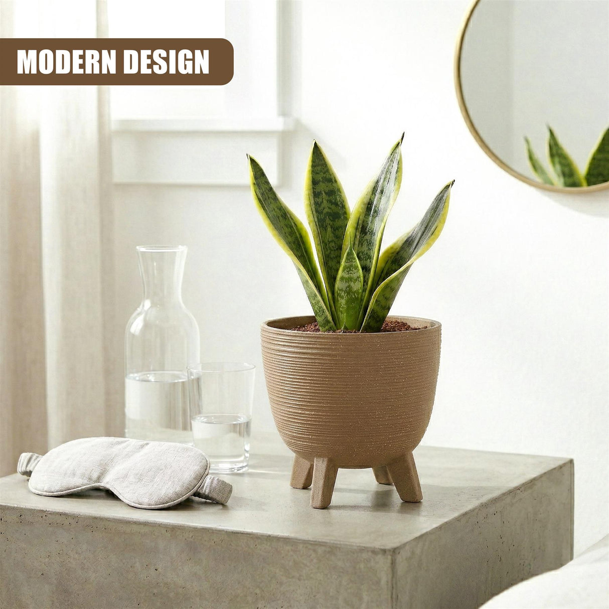 Brown Flower Pot with Legs, 23.6 cm