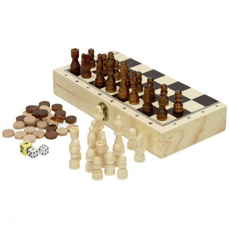 3 in 1 Wooden Compendium Board Game Set by The Magic Toy Shop - UKBuyZone