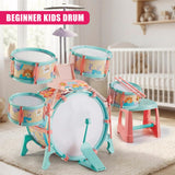 Pink and Green Multi functional Kids Jazz Drum Set