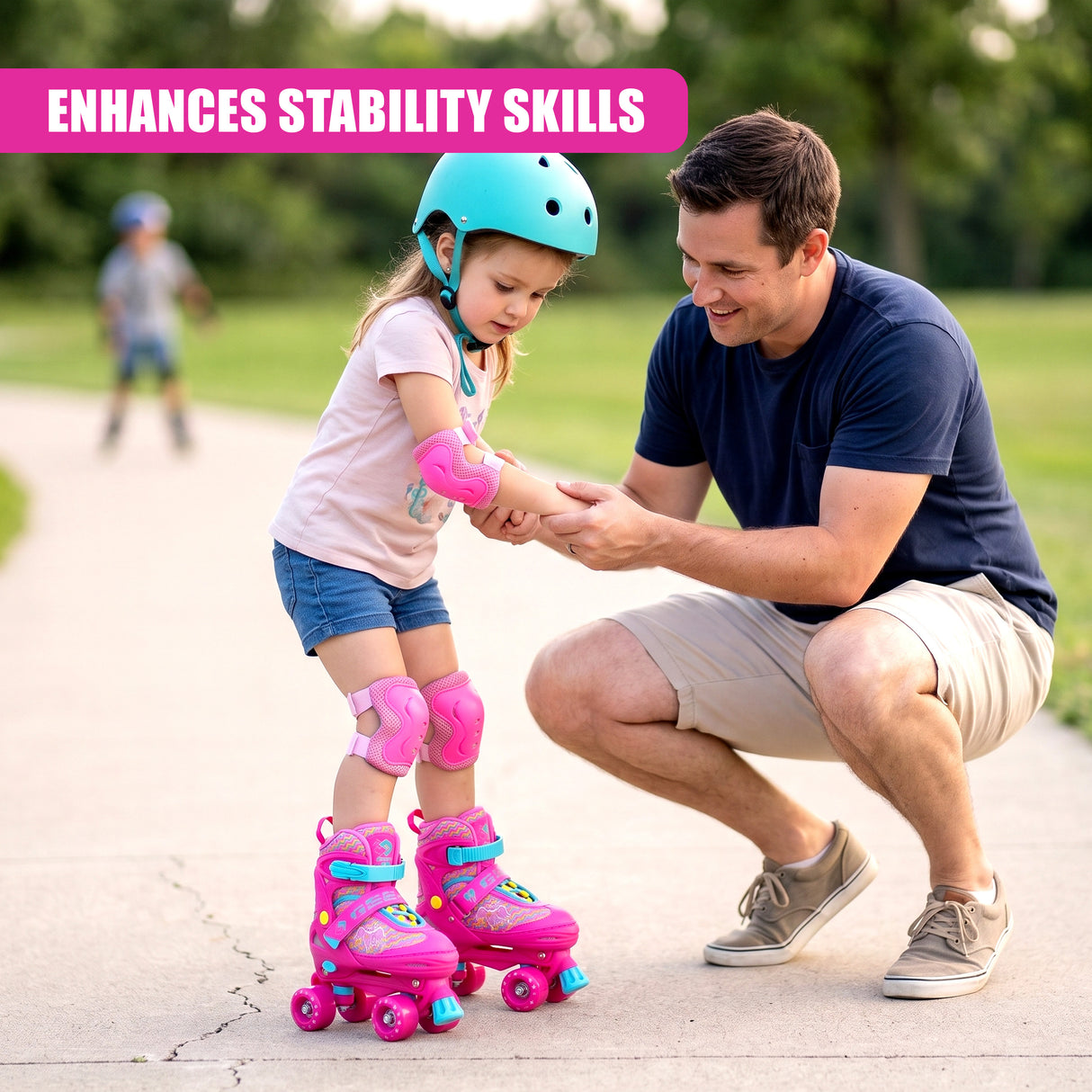 Pink Kids Adjustable Roller Skates