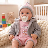 Baby Girl Doll With Dummy & Sounds Grey