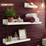 White Floating Wall Shelves Set of 3