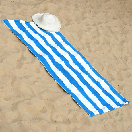 Beach Bath Towel Large Microfibre Blue Striped by GEEZY - UKBuyZone