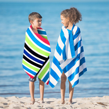 Velour Striped Beach Towel Sanguine by Geezy - UKBuyZone