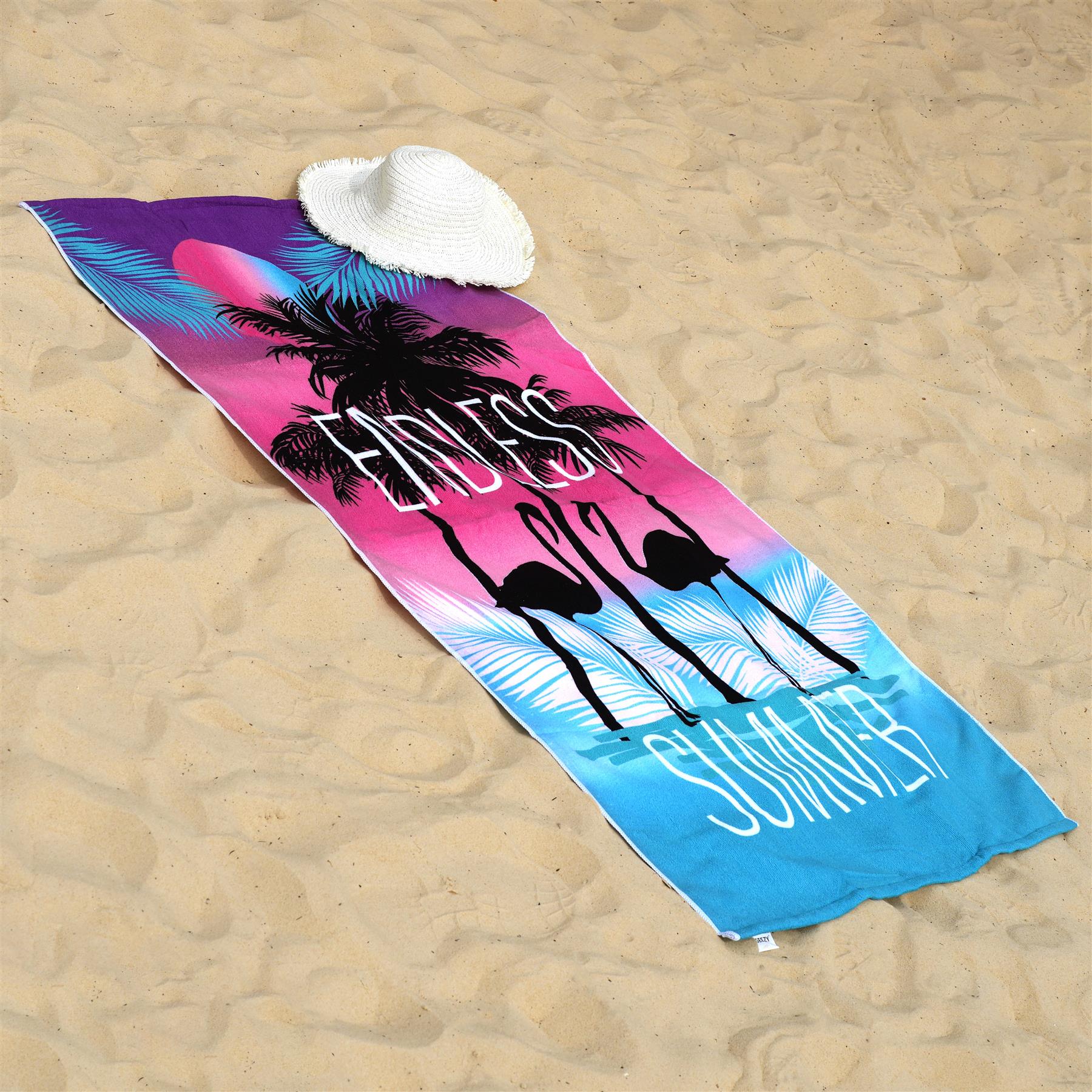 Beach Bath Towel Flamingo Design Microfibre Towel by GEEZY - UKBuyZone