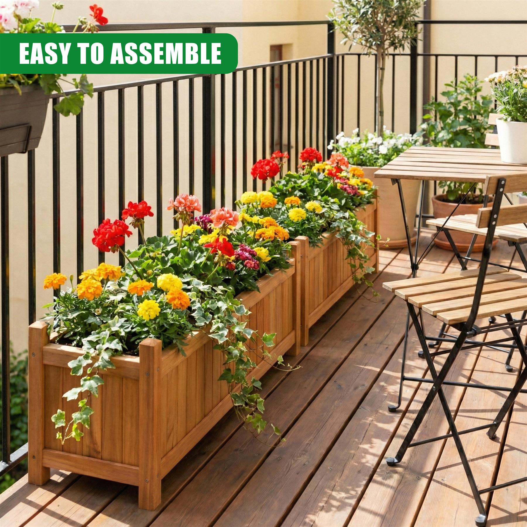 Wooden Large Rectangular Planters 2 Pack by GEEZY | UKBuyZone