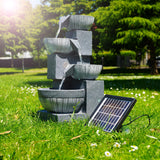 4 Tier Bowl Solar Water Feature Outdoor With LED by GEEZY - UKBuyZone