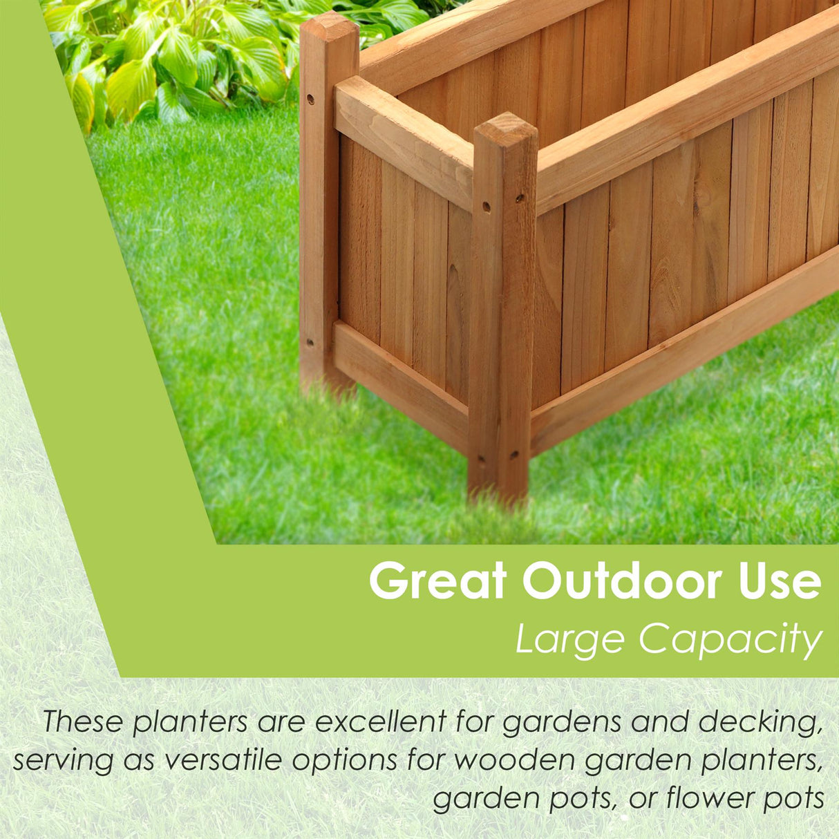 Wooden Large Rectangular Planters 2 Pack