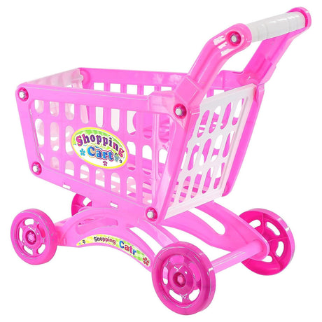 The Magic Toy Shop Pink Shopping Trolley Cart Play Food Set