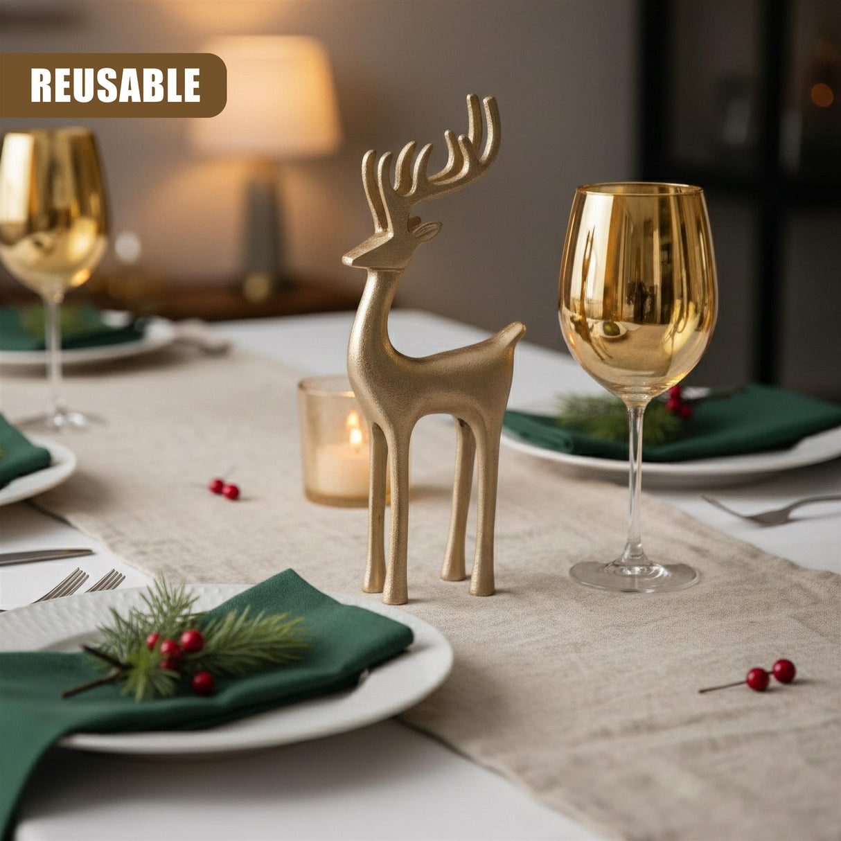 Golden Reindeer Ornament