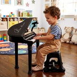 Black Electronic Piano With Microphone and Stool