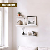 White Floating Wall Shelves Set of 3