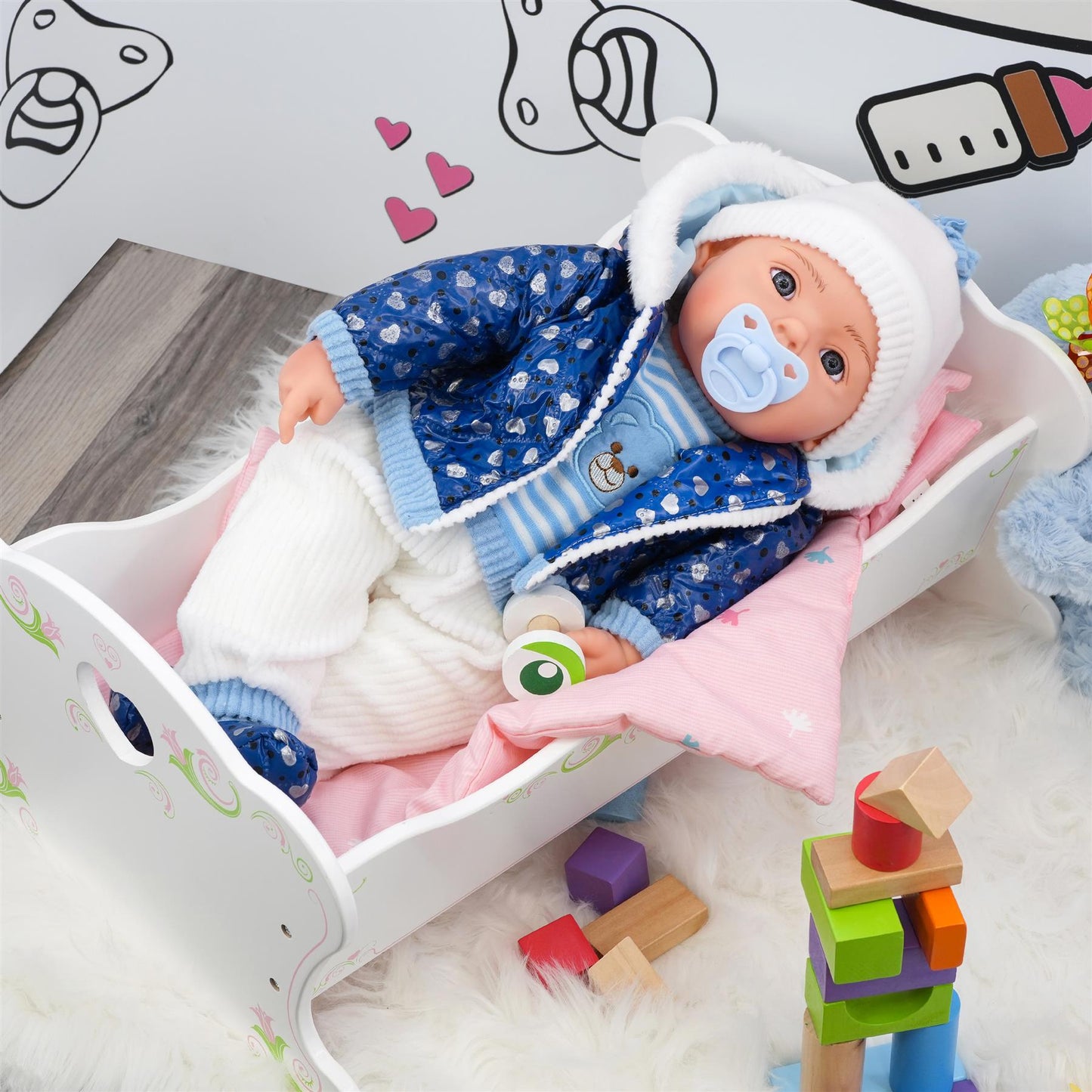 Blue Bibi Baby Doll Toy With Dummy & Sounds by BiBi Doll - UKBuyZone