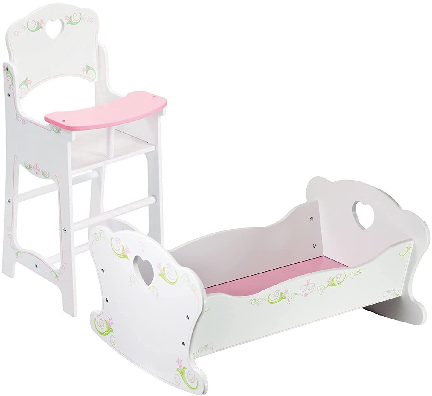 Baby Dolls Wooden High Chair and Cradle Furniture by BiBi Doll - UKBuyZone