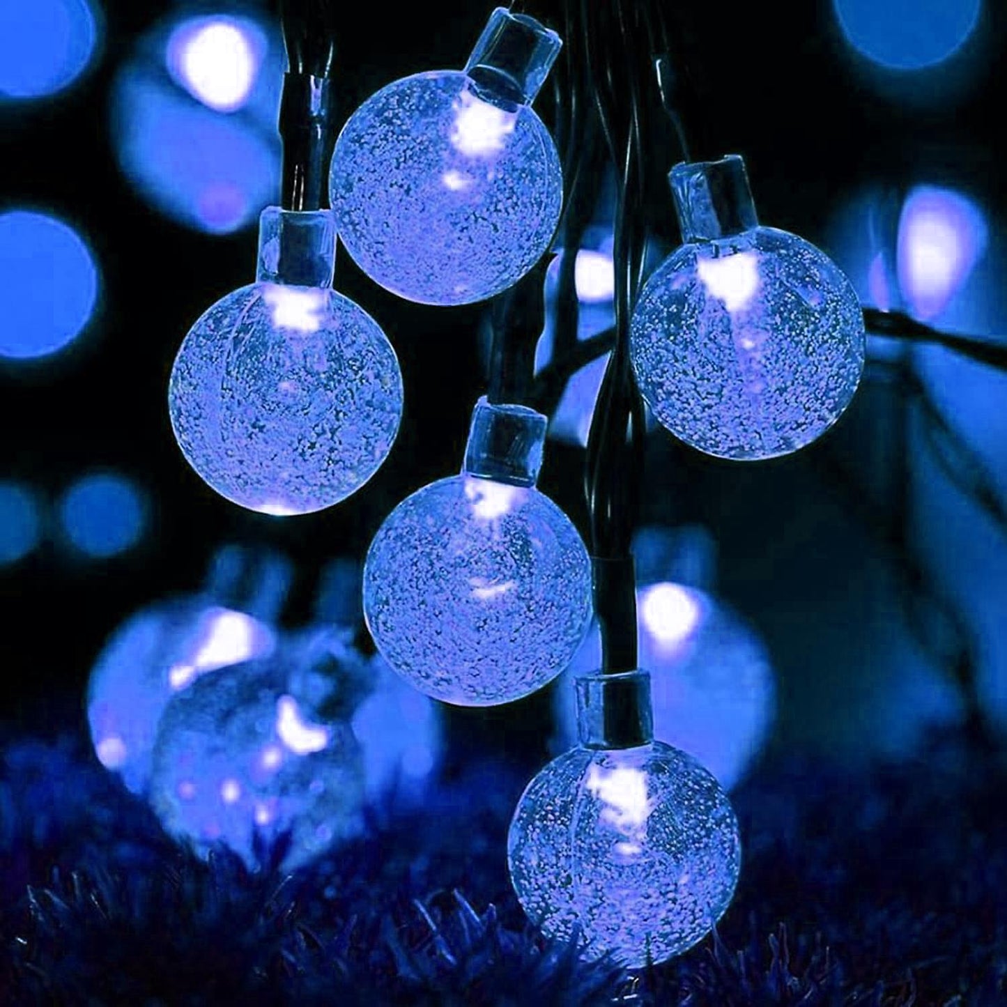 White & Blue Led String Lights In Crystal Balls Design by GEEZY - UKBuyZone