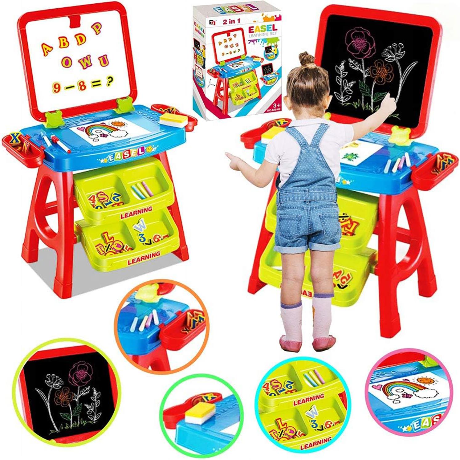 Learning Desk & Magnetic Easel Chalkboard by The Magic Toy Shop - UKBuyZone
