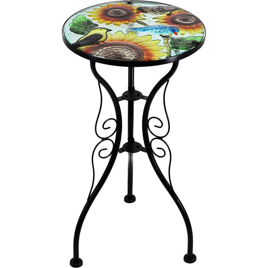 Round Side Mosaic Table With Sunflower Design by Geezy - UKBuyZone