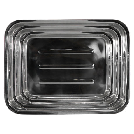 Set Of 3 Stainless Steel Roasting Trays by GEEZY - UKBuyZone