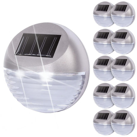 10x Solar LED Fence Lights Silver by GEEZY - UKBuyZone