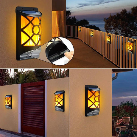 Solar Powered LED Flame Light Wall Mounted by GEEZY - UKBuyZone