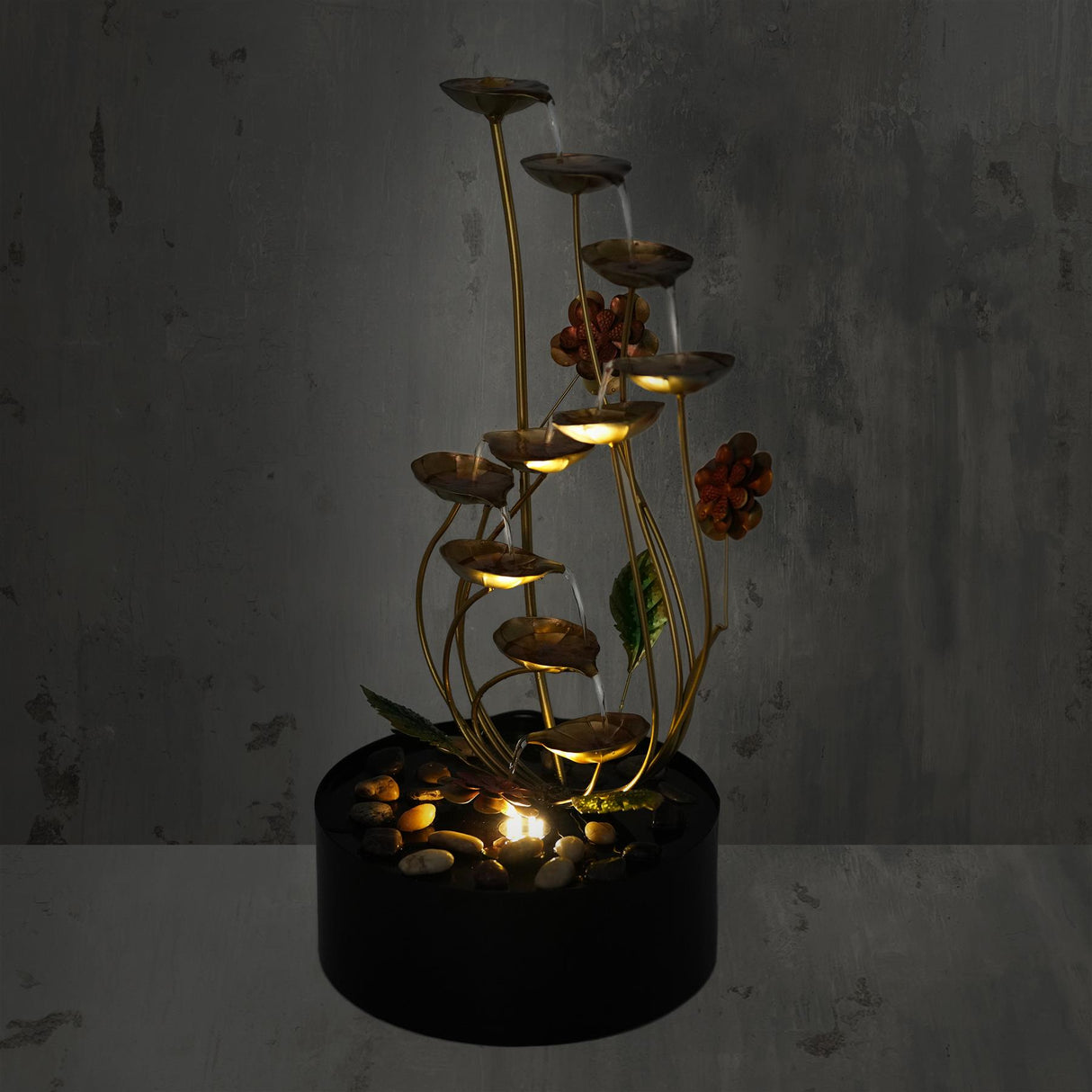 Metal Spiral Water Feature Outdoor With LED by GEEZY - UKBuyZone
