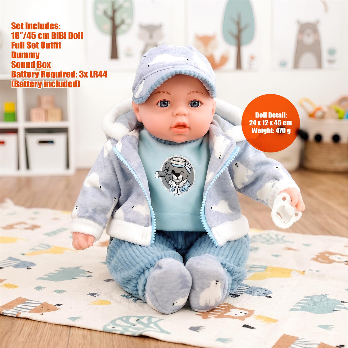 BiBi Baby Doll "#2 White Claw" (45 cm / 18")
