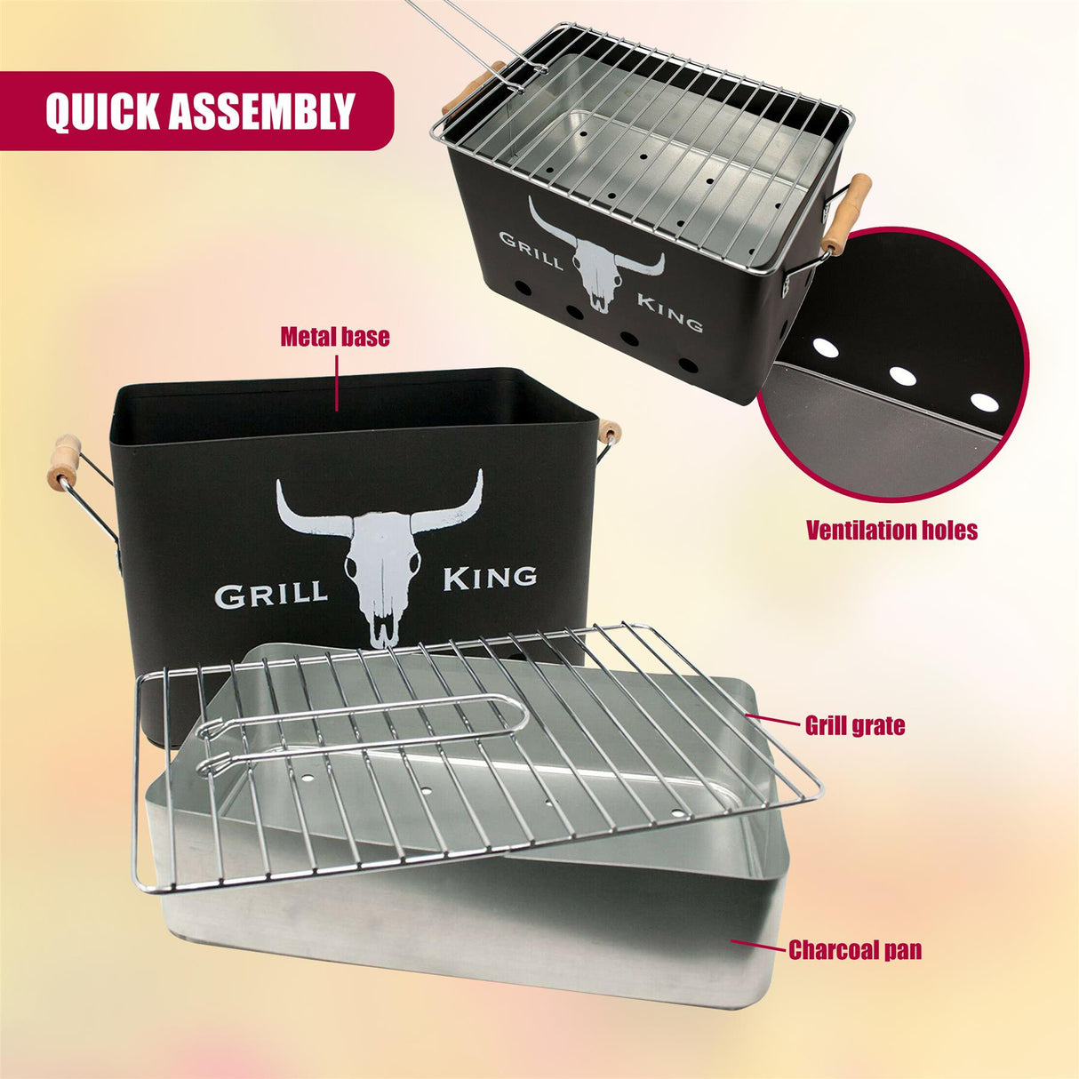 Portable Outdoor Charcoal BBQ Barbecue Grill