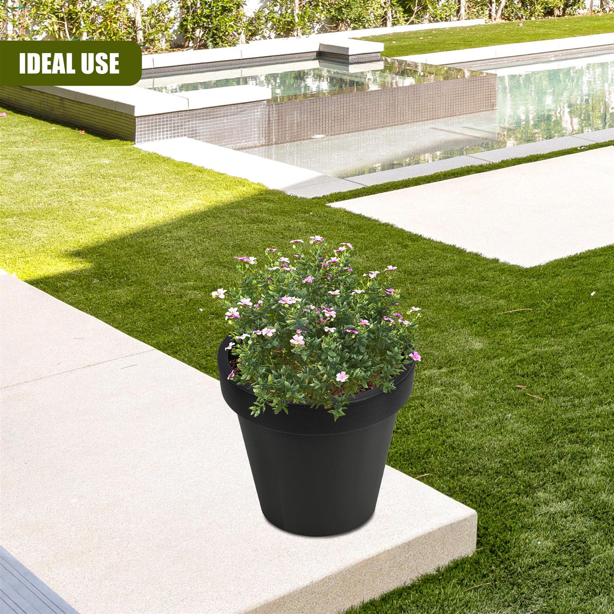 Anthracite Large Flower Pot Planter 35 x 31 cm by GEEZY - UKBuyZone