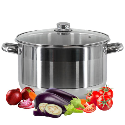 Induction Stockpot With Glass Lid - 8.5 ltr by GEEZY - UKBuyZone
