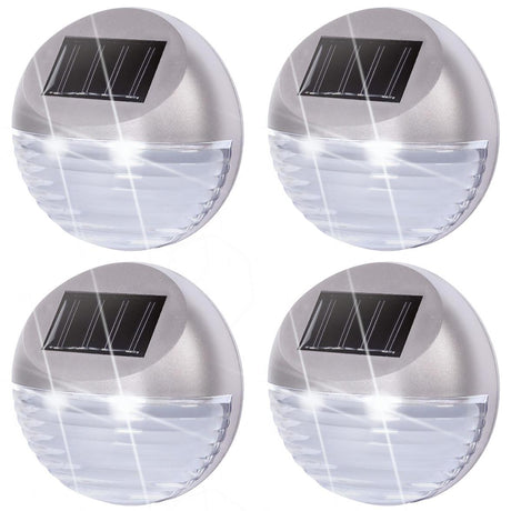 4x Solar LED Fence Lights Silver by GEEZY - UKBuyZone