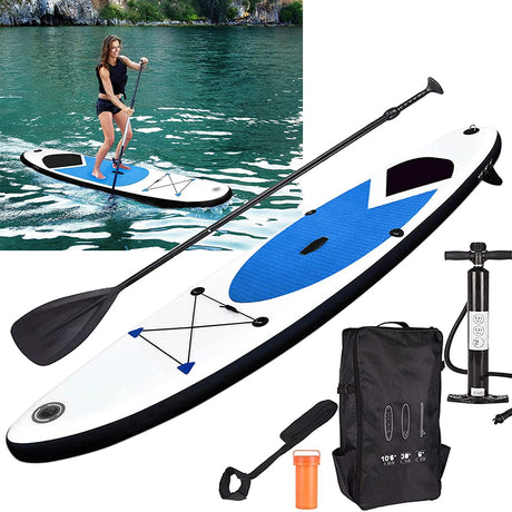 Blue Inflatable 305cm SUP Stand Up Paddle Board Surf Board by Geezy - UKBuyZone