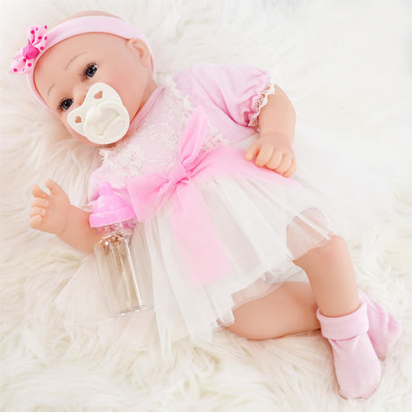 Lifelike Reborn Baby Girl Doll with Open Eyes 17" by BiBi Doll - UKBuyZone