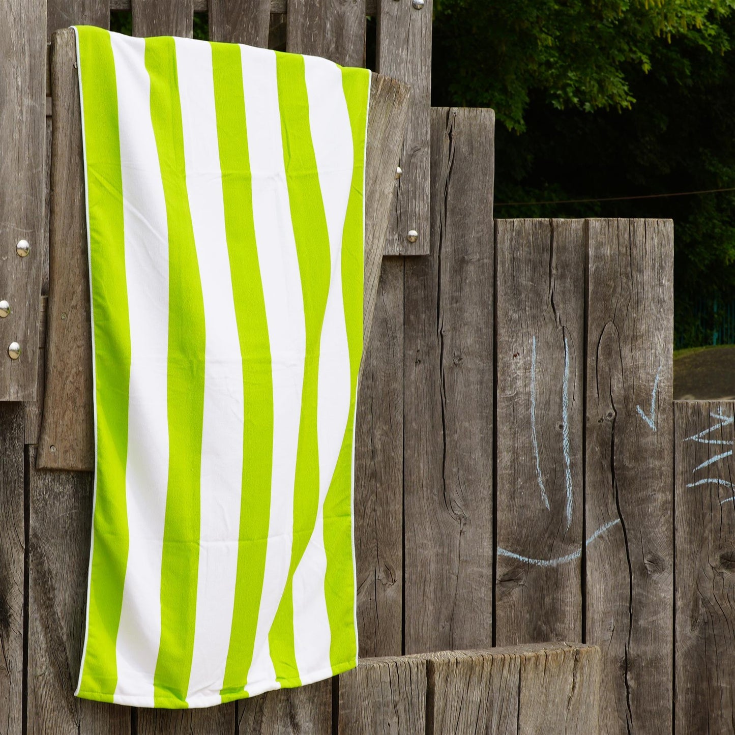 Beach Bath Towel Large Microfibre Green Striped by GEEZY - UKBuyZone
