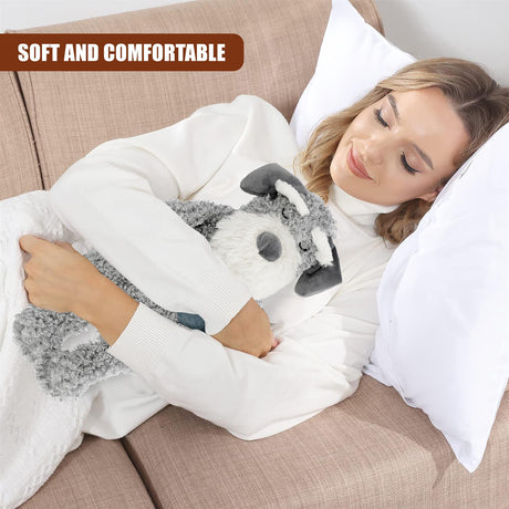 Hot Water Bottle With Plush Fluffy Cover 1L (Grey) by GEEZY - UKBuyZone
